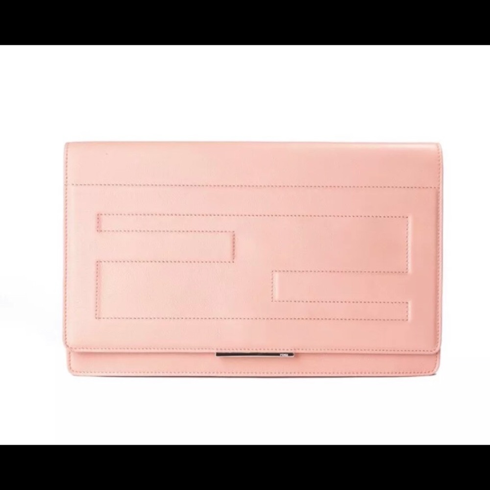 Fendi Tube Macro Leather Clutch Peach - Picture 2 of 3